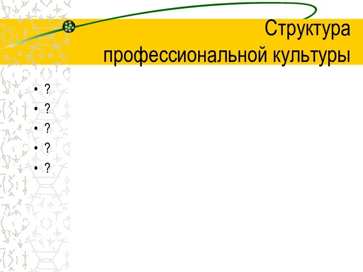 Структура профессиональной культуры ? ? ? ? ?