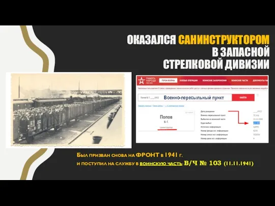 Военно-пересыльный пункт БЫЛ ПРИЗВАН СНОВА НА ФРОНТ В 1941 Г. И