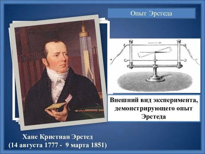 Ханс Кристиан Эрстед (14 августа 1777 - 9 марта 1851) Опыт