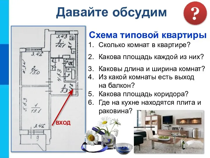 Схема типовой квартиры ВХОД Сколько комнат в квартире? Какова площадь каждой