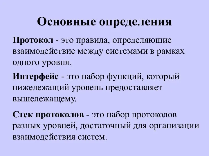 Протокол - это правила, определяющие взаимодействие между системами в рамках одного