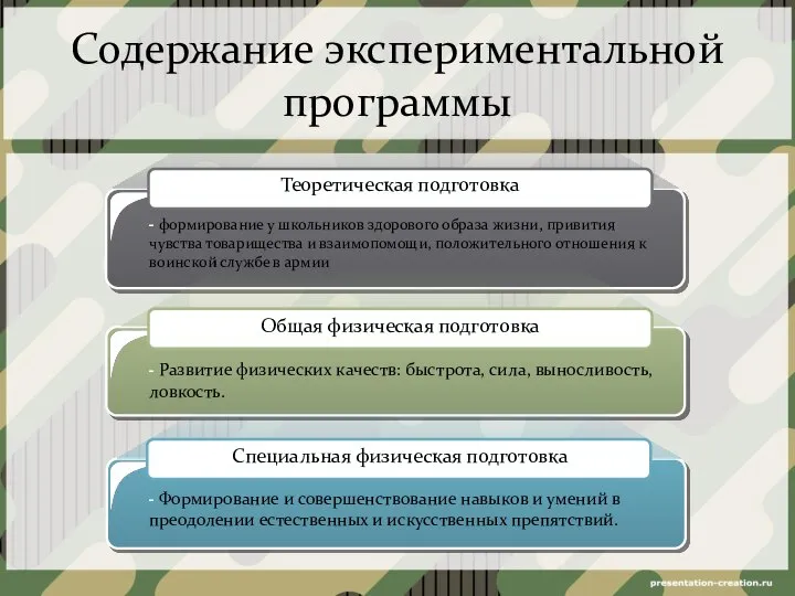 Содержание экспериментальной программы - формирование у школьников здорового образа жизни, привития