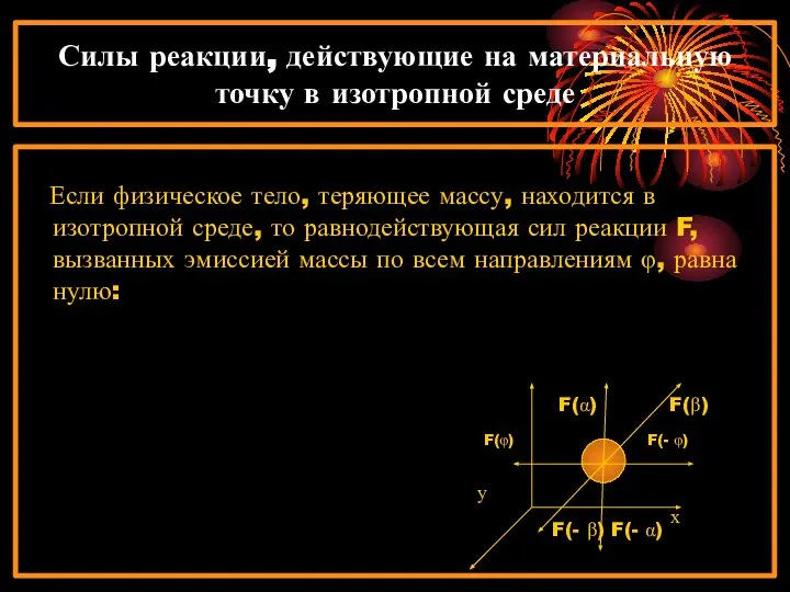 Силы реакции, действующие на материальную точку в изотропной среде Если физическое