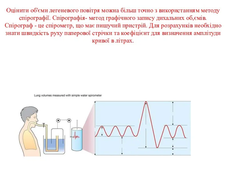 Оцінити об'єми легеневого повітря можна більш точно з використанням методу спірографії.