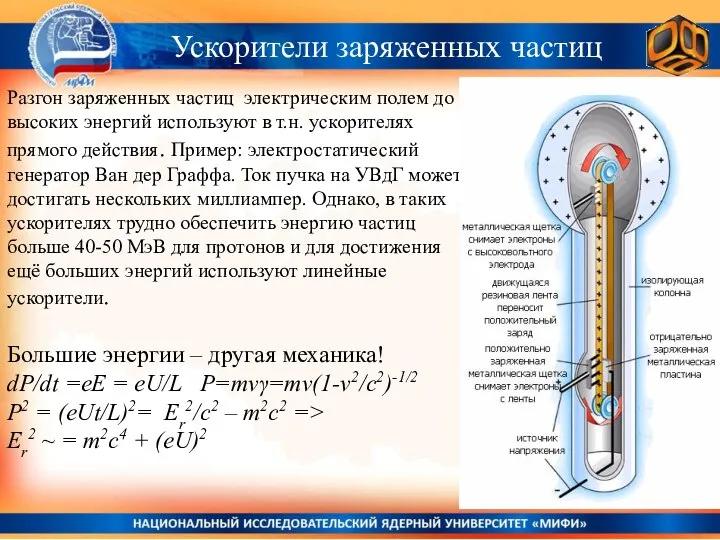 Разгон заряженных частиц электрическим полем до высоких энергий используют в т.н.