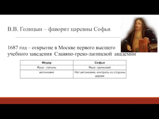 В.В. Голицын – фаворит царевны Софьи 1687 год – открытие в