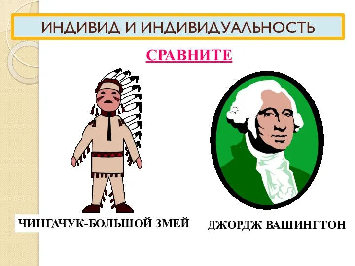 ИНДИВИД И ИНДИВИДУАЛЬНОСТЬ СРАВНИТЕ ЧИНГАЧУК-БОЛЬШОЙ ЗМЕЙ ДЖОРДЖ ВАШИНГТОН