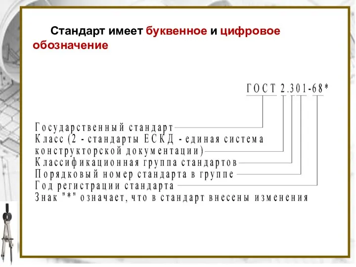 Стандарт имеет буквенное и цифровое обозначение