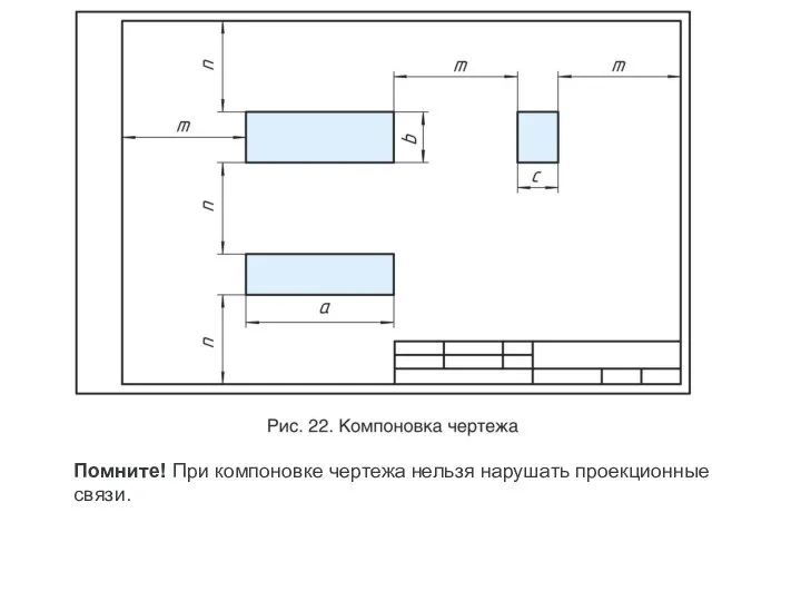 Помните! При компоновке чертежа нельзя нарушать проекционные связи.