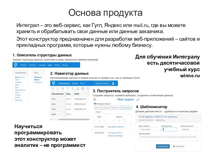 Основа продукта Интеграл – это веб-сервис, как Гугл, Яндекс или mail.ru,