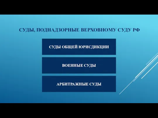 СУДЫ, ПОДНАДЗОРНЫЕ ВЕРХОВНОМУ СУДУ РФ СУДЫ ОБЩЕЙ ЮРИСДИКЦИИ ВОЕННЫЕ СУДЫ АРБИТРАЖНЫЕ СУДЫ