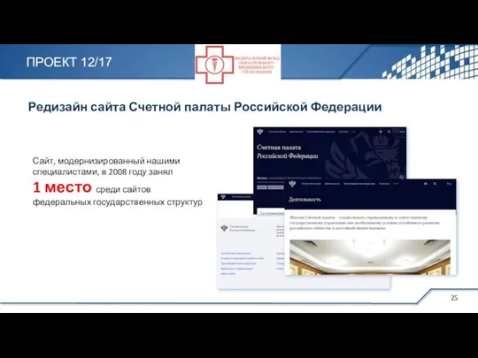 Редизайн сайта Счетной палаты Российской Федерации ПРОЕКТ 12/17 Сайт, модернизированный нашими
