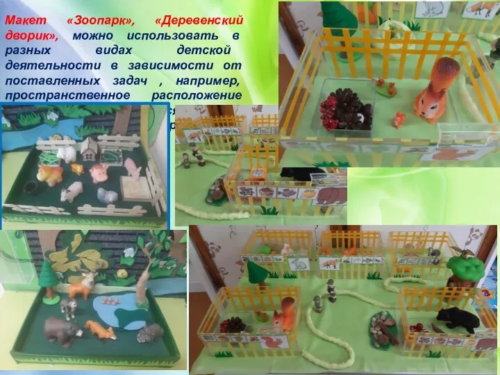 Макет «Зоопарк», «Деревенский дворик», можно использовать в разных видах детской деятельности