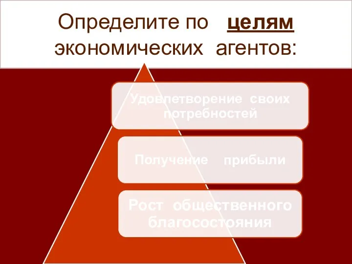 Определите по целям экономических агентов: