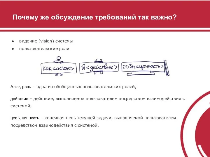 Почему же обсуждение требований так важно? видение (vision) системы пользовательские роли