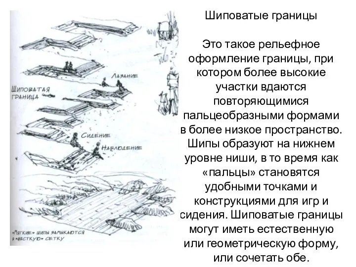 Шиповатые границы Это такое рельефное оформление границы, при котором более высокие