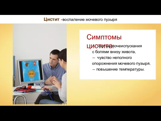 Цистит -воспаление мочевого пузыря — частые мочеиспускания с болями внизу живота,