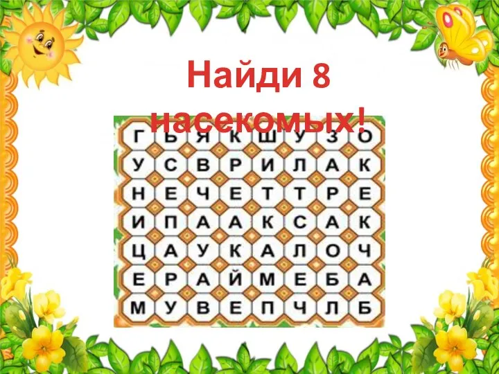 Найди 8 насекомых!