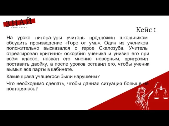 Кейс 1 На уроке литературы учитель предложил школьникам обсудить произведение «Горе