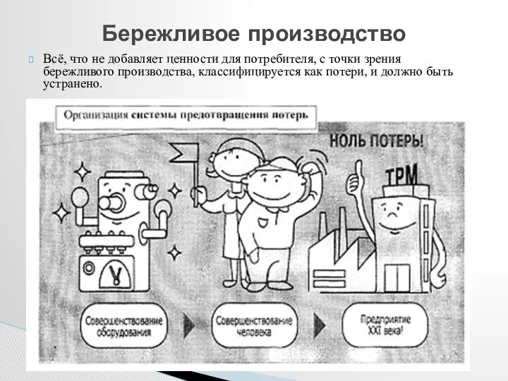 Всё, что не добавляет ценности для потребителя, с точки зрения бережливого