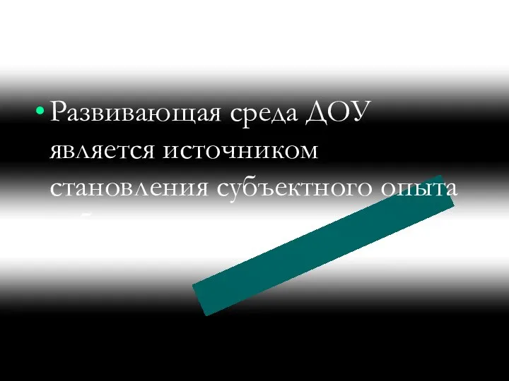 Развивающая среда ДОУ является источником становления субъектного опыта ребенка