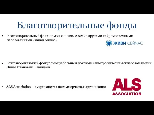 Благотворительные фонды Благотворительный фонд помощи людям с БАС и другими нейромышечными