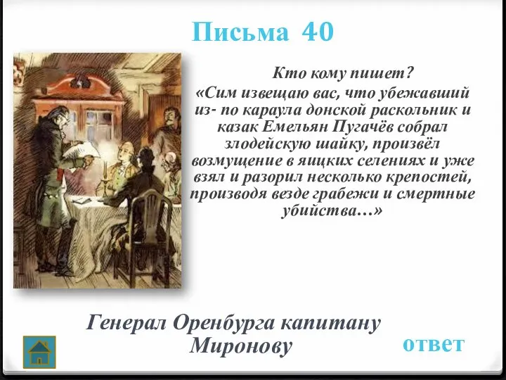 Письма 40 ответ Кто кому пишет? «Сим извещаю вас, что убежавший