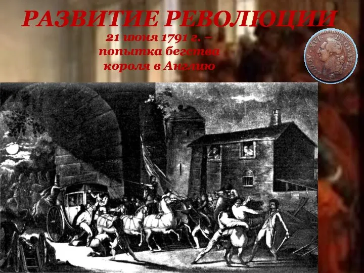 РАЗВИТИЕ РЕВОЛЮЦИИ 21 июня 1791 г. – попытка бегства короля в Англию