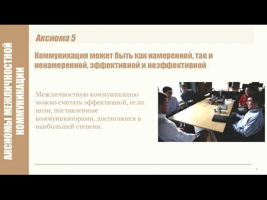 6 АКСИОМЫ МЕЖЛИЧНОСТНОЙ КОММУНИКАЦИИ Коммуникация может быть как намеренной, так и