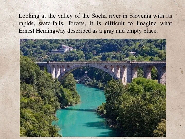 Looking at the valley of the Socha river in Slovenia with