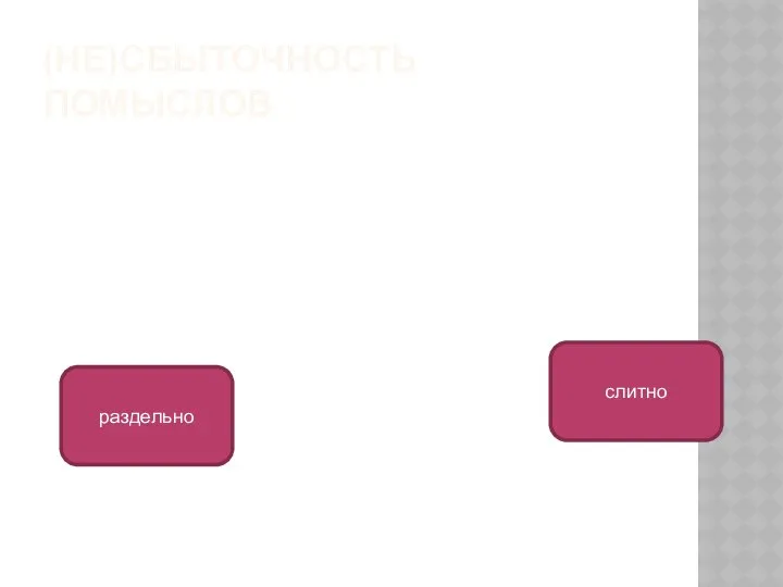 (НЕ)СБЫТОЧНОСТЬ ПОМЫСЛОВ слитно раздельно