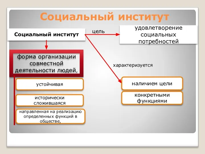 Социальный институт форма организации совместной деятельности людей, исторически сложившаяся направленная на