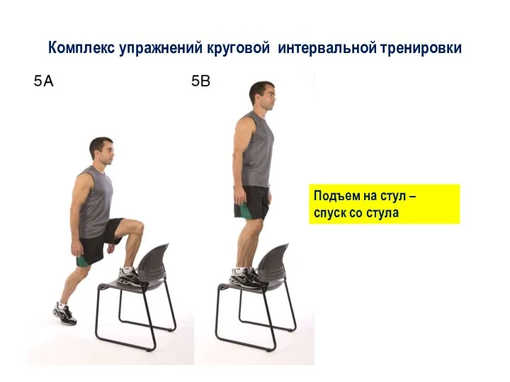 Комплекс упражнений круговой интервальной тренировки Подъем на стул – спуск со стула