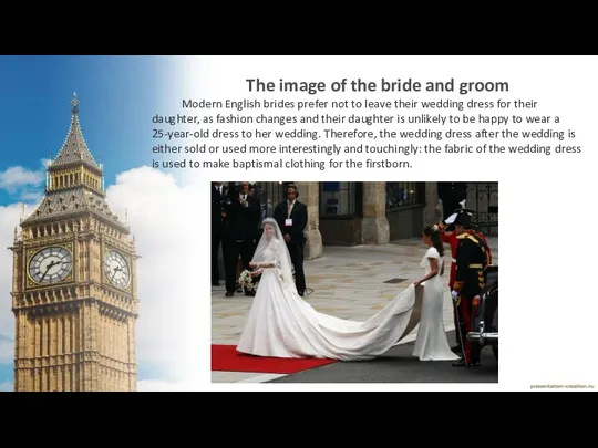 The image of the bride and groom Modern English brides prefer