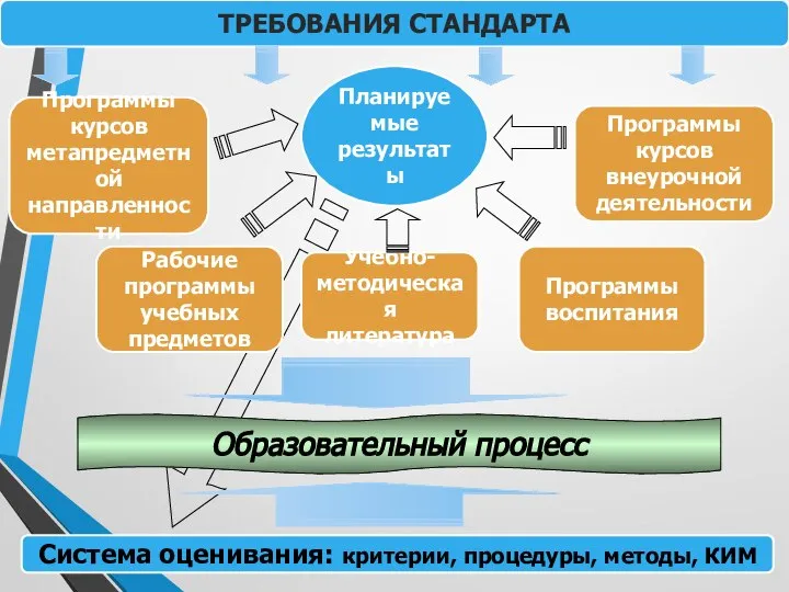 ТРЕБОВАНИЯ СТАНДАРТА Планируемые результаты Программы курсов внеурочной деятельности Рабочие программы учебных