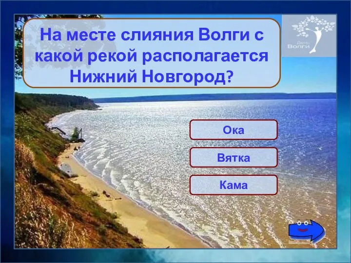 Ока На месте слияния Волги с какой рекой располагается Нижний Новгород? Вятка Кама