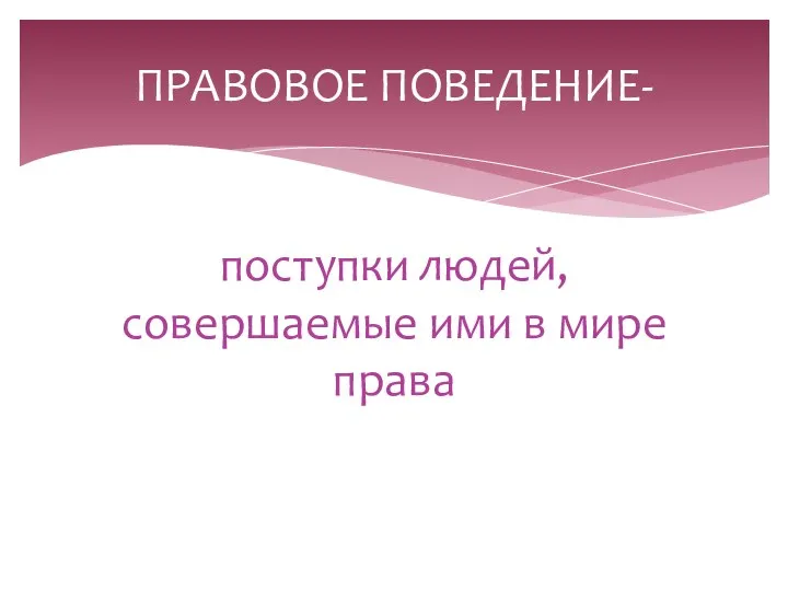 поступки людей, совершаемые ими в мире права ПРАВОВОЕ ПОВЕДЕНИЕ-