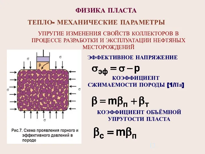 ФИЗИКА ПЛАСТА ТЕПЛО- МЕХАНИЧЕСКИЕ ПАРАМЕТРЫ УПРУГИЕ ИЗМЕНЕНИЯ СВОЙСТВ КОЛЛЕКТОРОВ В ПРОЦЕССЕ