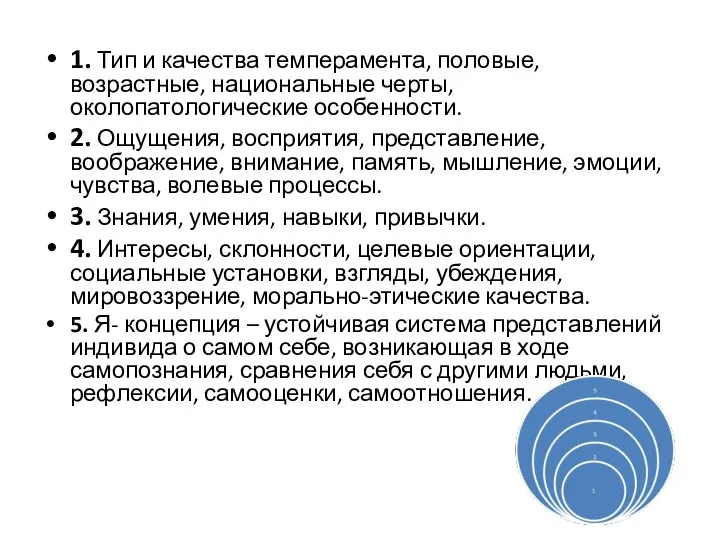 1. Тип и качества темперамента, половые, возрастные, национальные черты, околопатологические особенности.