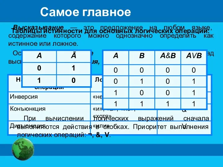 Высказывание — это предложение на любом языке, содержание которого можно однозначно