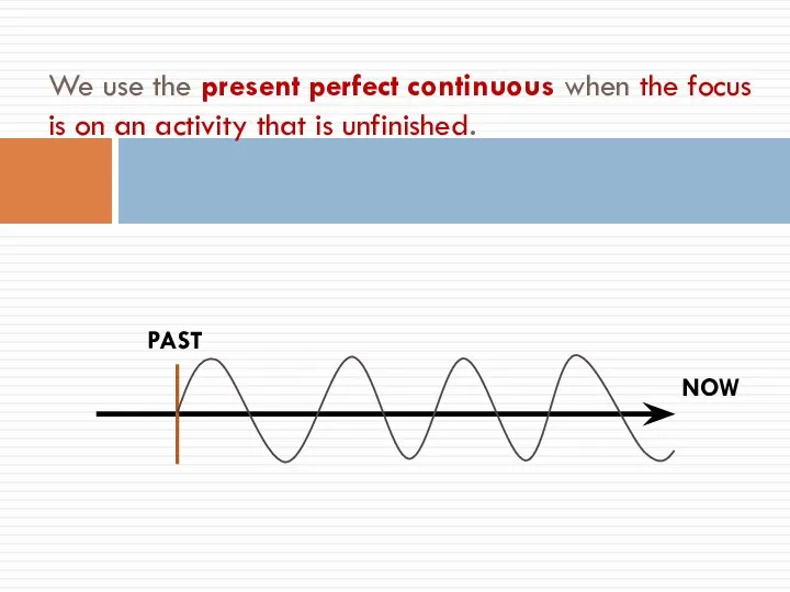 We use the present perfect continuous when the focus is on