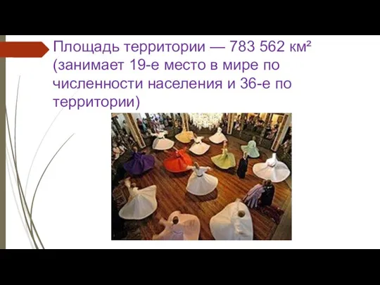 Площадь территории — 783 562 км² (занимает 19-е место в мире