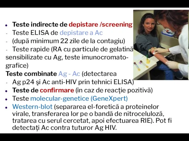 Teste indirecte de depistare /screening Teste ELISA de depistare a Ac