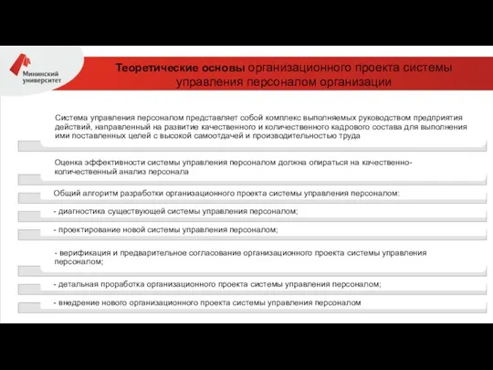 Теоретические основы организационного проекта системы управления персоналом организации