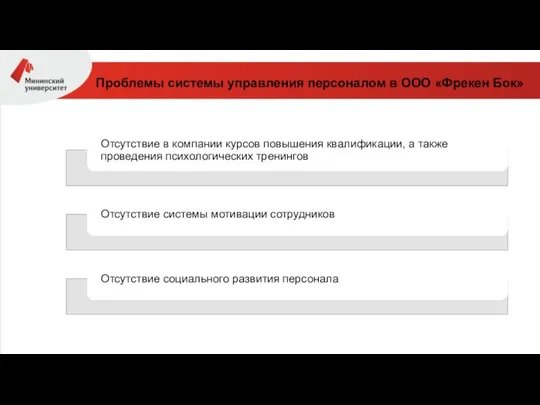 Проблемы системы управления персоналом в ООО «Фрекен Бок»