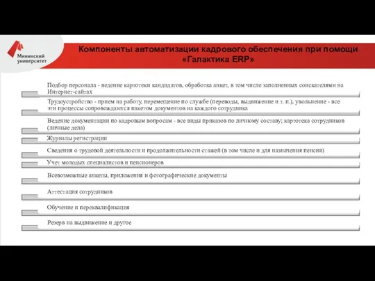 Компоненты автоматизации кадрового обеспечения при помощи «Галактика ERP»