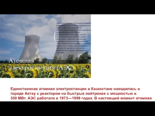 Единственная атомная электростанция в Казахстане находилась в городе Актау с реактором