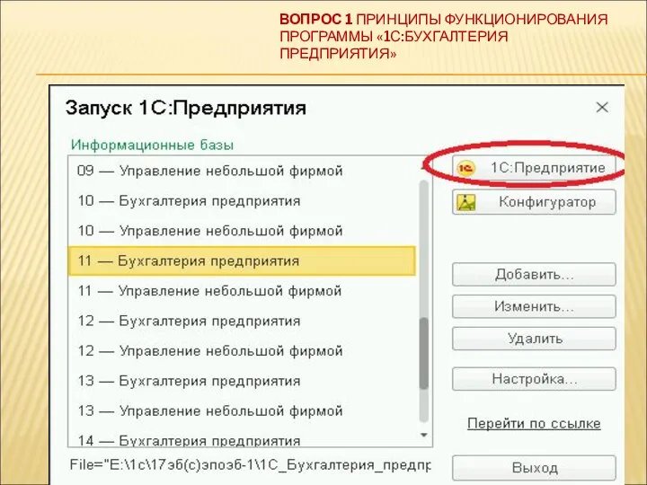 ВОПРОС 1 ПРИНЦИПЫ ФУНКЦИОНИРОВАНИЯ ПРОГРАММЫ «1С:БУХГАЛТЕРИЯ ПРЕДПРИЯТИЯ»