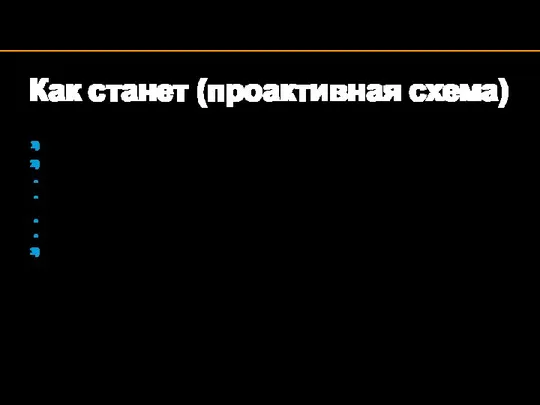 Как станет (проактивная схема) Как будет работать проактивная схема назначения и