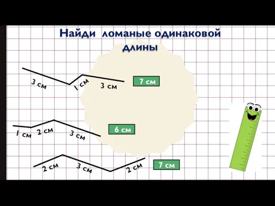 Найди ломаные одинаковой длины 3 см 1 см 3 см 1